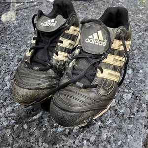 Adidas Spinner 7 Low Mens Sz 9 Metal Spikes cleats Baseball Shoes Black 113195 - Picture 1 of 10