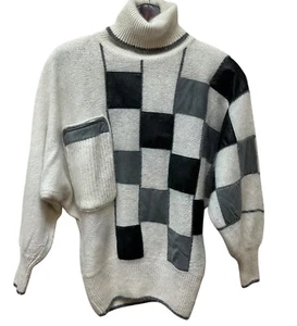 Vintage IB Diffusion Silk Angora Wool Blend Fuzzy Big Shoulder Sweater Size M - Picture 1 of 13