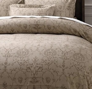 Restoration Hardware Italian Vintage Trellis Print Twin Duvet Cover Sable Italy - Picture 1 of 3