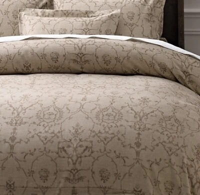 Restoration Hardware Italian Vintage Trellis Print Twin Duvet Cover Sable Italy - Image 1 of 3