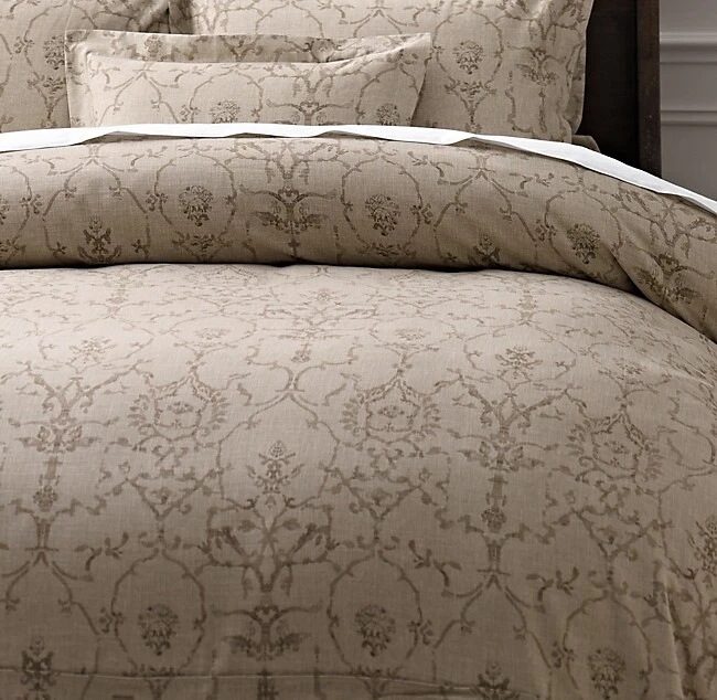 Restoration Hardware Italian Vintage Trellis Print Twin Duvet Cover Sable Italy - Image 1 of 3