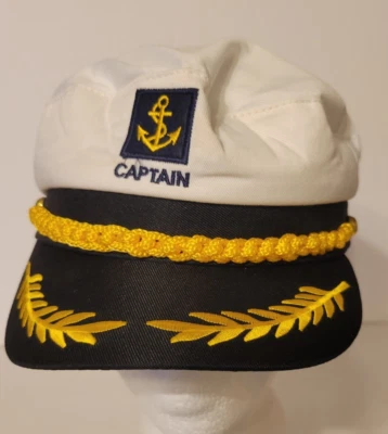 Captain Hat Marine Snapback Boat Ship Hat Sailor Navy Men Costume Hat Admiral - Image 1 of 4
