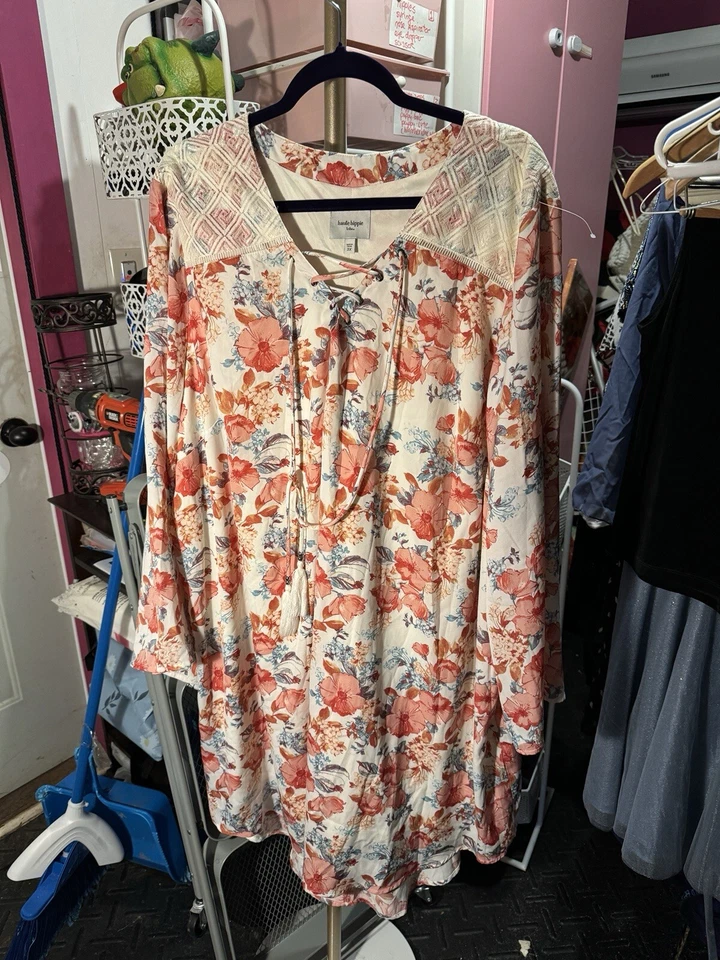 HAUTE hippie tribe size 3X dress floral long sleeve - Image 1 of 4