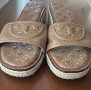 TORY BURCH Fleming Low Heel Espadrille Slide Sz 7 1/2 M - Picture 1 of 8