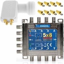 Anadol Quadline 5/8 Multischalter 8 Teilnehmer inkl. Quad LNB u. F-Stecker