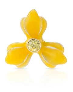 NEW PILGRIM SKANDERBORG, DENMARK Yellow Crystal Flower Brooch in Metallic Base - Picture 1 of 1