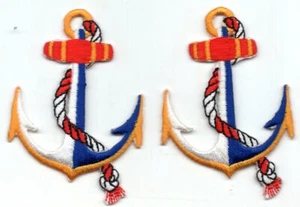 SET OF 2 ANCHORS Iron On Patch Nautical Boat - Picture 1 of 1