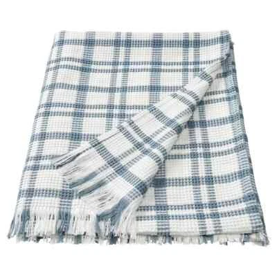 IKEA SIKELVINGE Throw, White Blue Check, 51x67" New 100% Cotton - Image 1 of 4