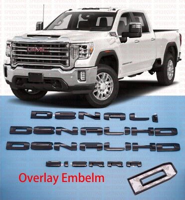 Overlay Emblem Gloss Black DENALI HD Emblems Sierra Fit GMC Sierra 2500HD 3500HD - Image 1 of 4