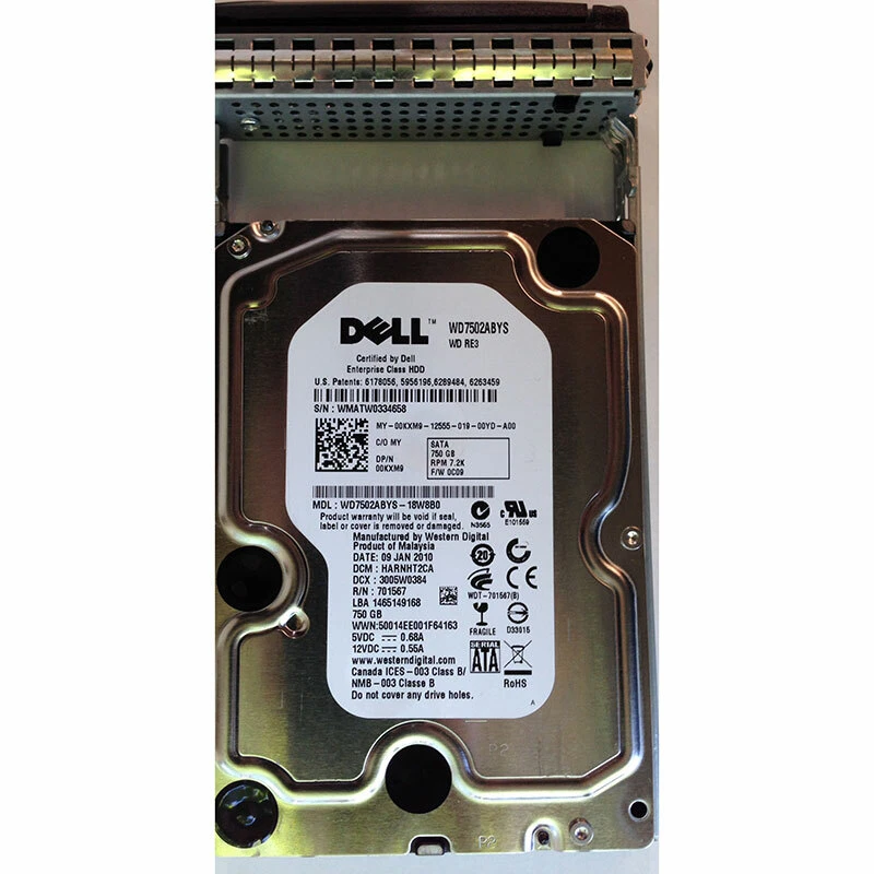 00KXM9 - Dell 750GB 7200 RPM SATA 3.5" HDD w/ tray - Image 1 of 1