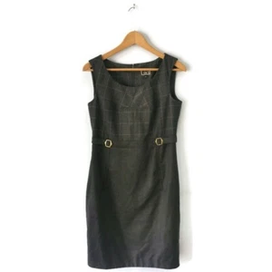 NW3 HOBBS Grey Sleeveless Check Wool Shift Dress Size UK 10 - Picture 1 of 11