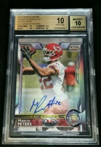 BGS 10/10 1/1 RC AUTO #1/150 MARCUS PETERS 🚨REFRACTOR ROOKIE ⚡2015 Topps Chrome