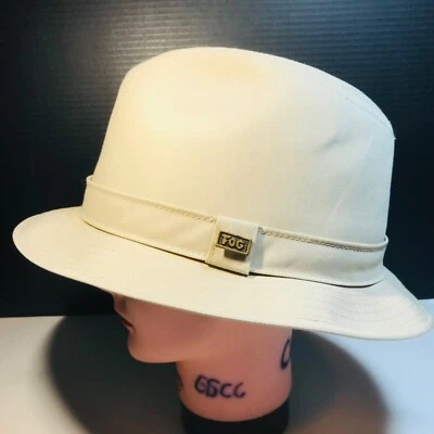 NOS NEW Vintage London Fog Fedora Made in USA L3110 Size 7 5/8 Natural  - Image 1 of 4