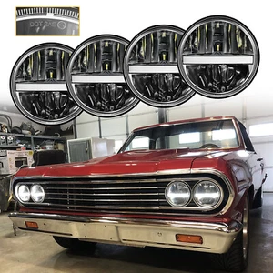 Newest 4PCS Combo 5-3/4" / 5.75" Round LED Headlights DRL Hi/Low Sealed Beam DOT - Picture 1 of 11