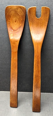 Crate & Barrel Mango Wood Salad Serving Set 621-285 12.5" - Image 1 of 4
