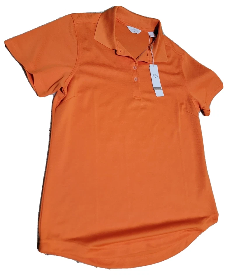 Camisa polo atlética de golf Callaway para mujer talla M cuello naranja con botones de cuarto Foto 1 de 4
