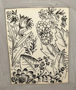 Fred Biesel Chicago Artist WPA Era Modernist Drawing Summer Garden Floral Nice!! - Picture 1 of 6