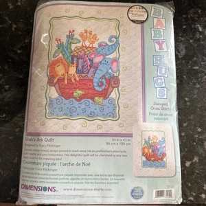 Vtg Dimensions Baby Hugs Stamped Cross Stitch Kit Noah's Ark Quilt #73125 - Picture 1 of 6