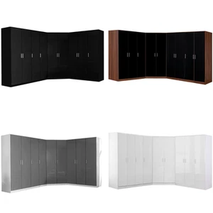 REFLECT Gloss Large 9 Door Corner Modular Wardrobe Bedroom Furniture Bundle Set - Picture 1 of 8