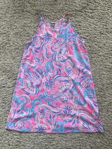 Lilly Pulitzer Pink Blue Sleeveless A-line Cotton Dress Girls Size XL 14-16 - Picture 1 of 6