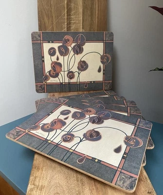 Set of 6 Pimpernel Dinner Place Mats Debbie Halliday Art Deco Mackintosh Rose - Image 1 of 4