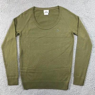 Lacoste Women's Olive Green Cotton Scoop Neck Sweater Size M(US) / 8(EU) VTG NWT - Image 1 of 4