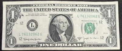 1963 B San Francisco $1 Bill Future Date 2062 Double Pair Fancy Numbers Note - Image 1 of 2