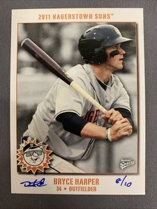 BRYCE HARPER 2011 Multi-Ad Hagerstown Suns Pro Debut Batting ARTIST PROOF #8/10 - Picture 1 of 2