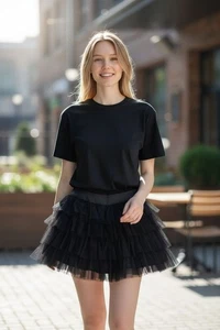 Forever 21 Black Layered Tulle Skirt Women’s Large Gothic Costume Party Holiday - Picture 1 of 17