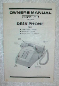 Telefono Scrivania Pulsante Universale Vintage Carta Istruzioni SOLO Manuale - Foto 1 di 3