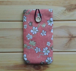 FOR ONEPLUS 3 / 6 / 7 HANDMADE PHONE CASE FABRIC AND SMALL POCKET FLOWERS - Picture 1 of 6