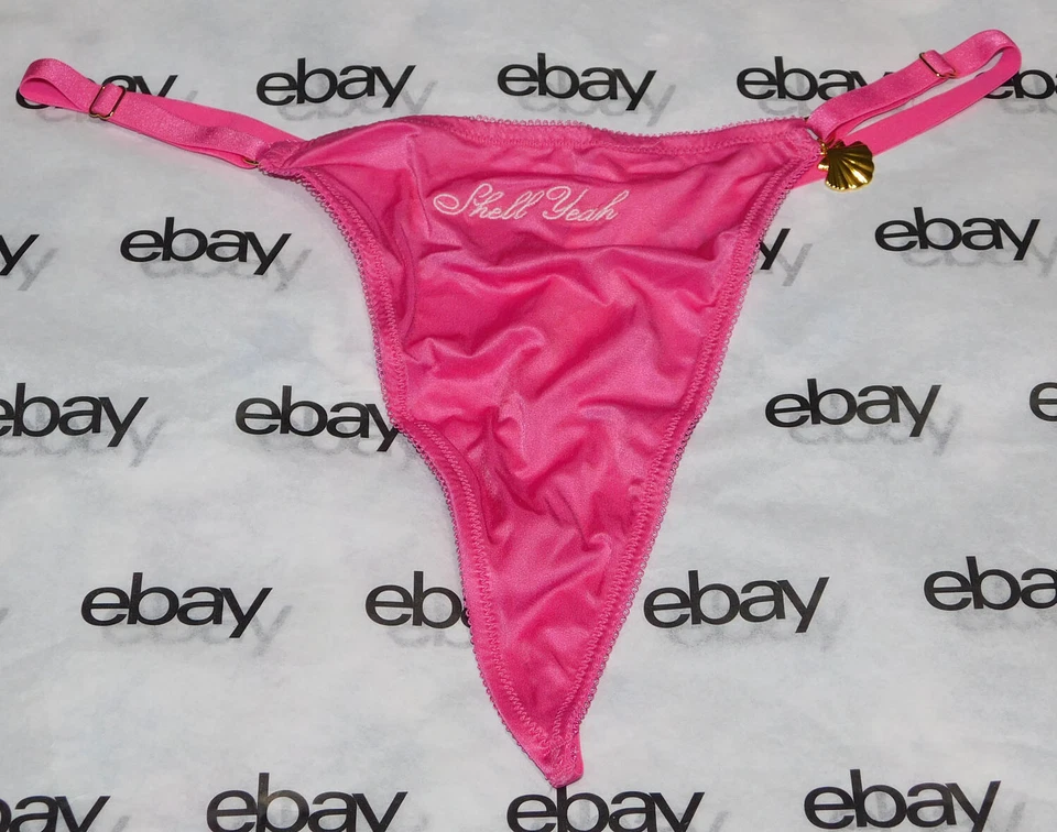 NEW Victoria's Secret Very Sexy V-String Thong Panty Pink Shell Yeah Satin XL VS - Image 1 of 1