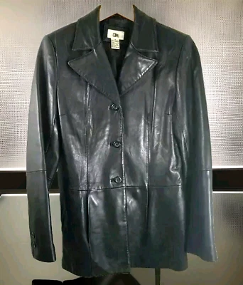 Винтажный 90-х латуни сливы BP Nordstrom женщин черный ягненок кожаная куртка пальто M Excel! - Изображение 1 из 4