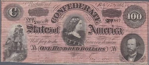 Confederate T65 One Hundred Dollars - Picture 1 of 2