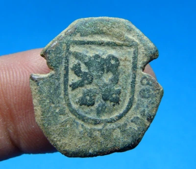 1680 CHARLES II  2 MARAVEDIS SPAIN LION AND CASTLE COPPER COIN COB OLD FOUND - Image 1 of 3