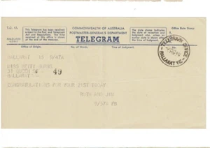 Oficina Telegráfica Postal Ballarat Victoria 1949 en telegrama Sch "C" 5351 6/1947 - Imagen 1 de 1