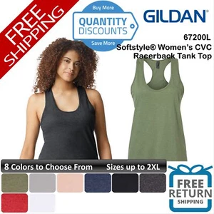Gildan Women Softstyle Cvc Racerback Tank Top Shirt Semi-fitted Up To 2XL 67200l - Picture 1 of 49
