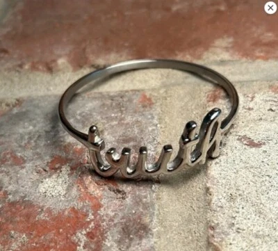 Brazalete Brazalete Acero por Diseño Acero Inoxidable Plata Verdad Escritura QVC Foto 1 de 4