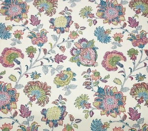 RICHLOOM BRONTE POOL LARGE JACOBEAN FLORAL LINEN MULTIUSE FABRIC BY YARD 54"W - Picture 1 of 6
