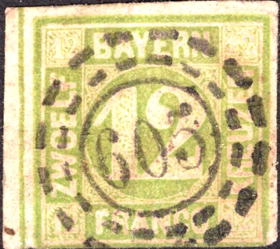 1862 GERMANY STATE  BAVARIA  SC#13 USED CD:605 Zweibrücken VF - Image 1 of 2