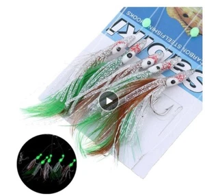 Combination Sabiki Fishing Hook Fishing Lure Silicone Squid Bait Luminous Beads - Picture 1 of 12