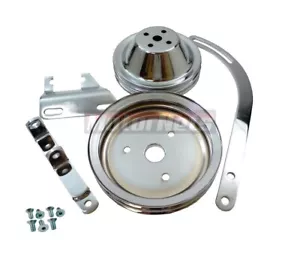 Kit de polea de manivela de bomba corta Chevy de 2 ranuras de bloque pequeño + soporte de alternador SWPSBC - Imagen 1 de 5