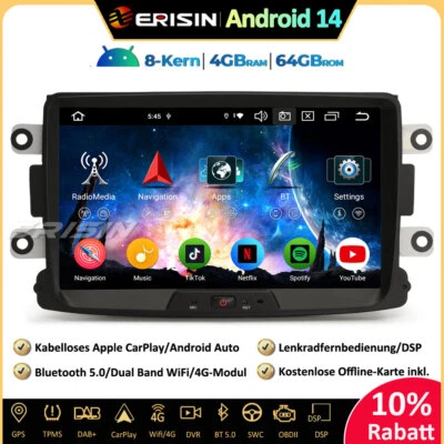DAB+CarPlay Android 14.0 Autoradio GPS Renault Dacia Duster Sandero Dokker Lodgy - Bild 1 von 4