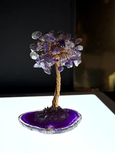 Amethyst Tree Ornament Figurine Natural Stone Crystal Copper Wire 76.09g - Picture 1 of 14
