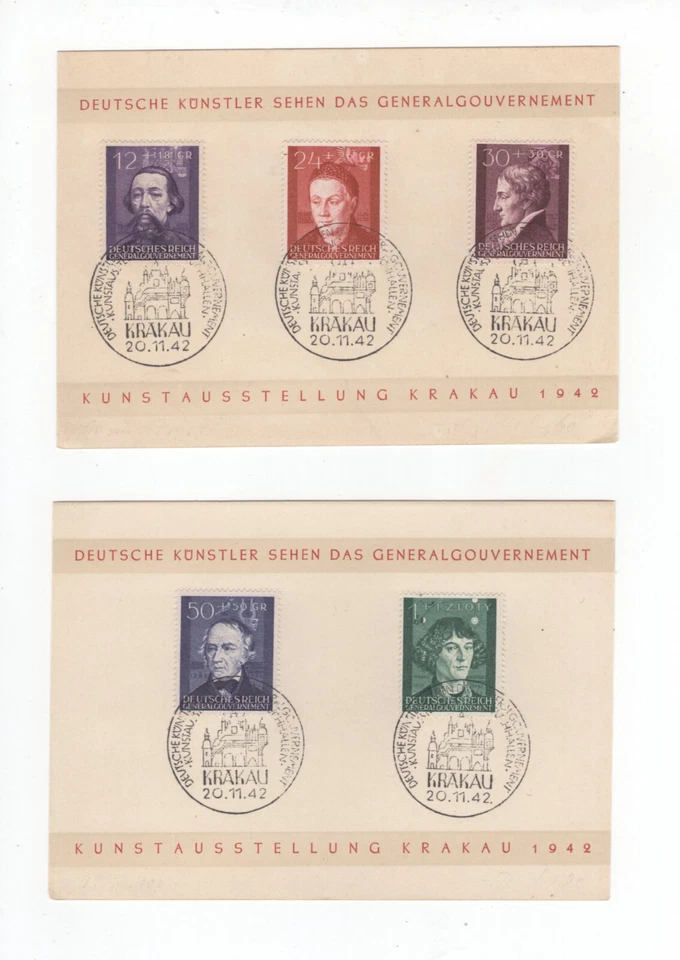 1942 WWII Poland special FDC 3 Years GG Mi # 96-100 commemorative cards - Image 1 of 1