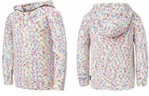DKNY Chenille Girls' Pullover Hoodie Sweater Confetti Pattern XS - size 5/6 NWT - Picture 1 of 6