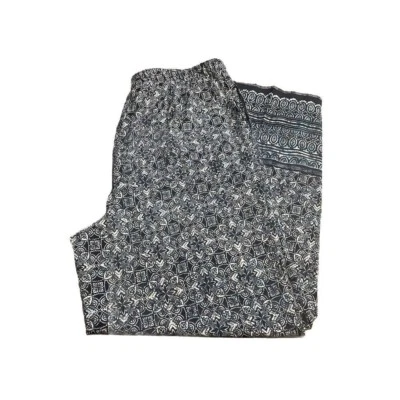 Pantalones BLAIR Talla Grande‎ Azul Blanco Patrón Alto Cintura Elástica Mujer Foto 1 de 4