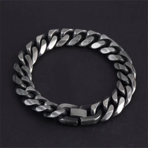 Men's Titanium Steel Chain Curb Cuban Link Bracelet Bangle Fashion Jewelry Gift - Picture 1 of 10