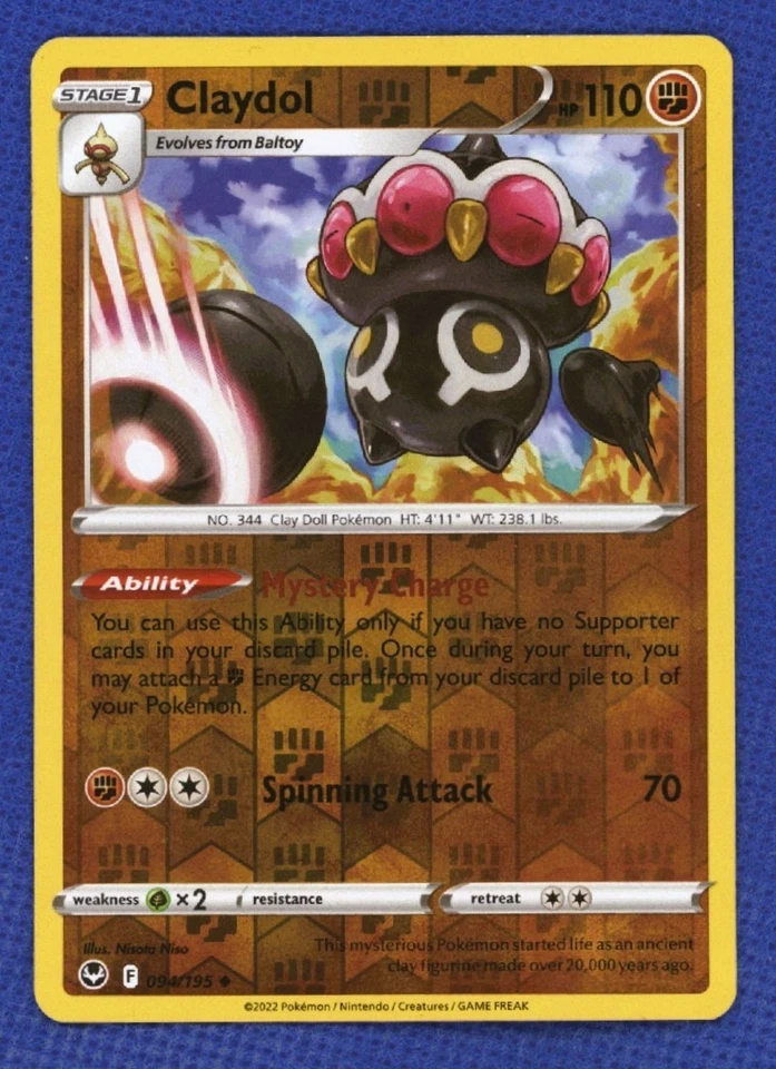 Pokemon Claydol 094/195 SWSH12: Silver Tempest Uncommon Reverse Holo Near Mint - Image 1 of 1