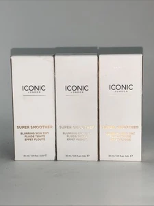 3x Iconic London SUPER SMOOTHER Blurring Skin Tint ~Golden Rich 1.01 Fl Oz 30mL - Picture 1 of 3